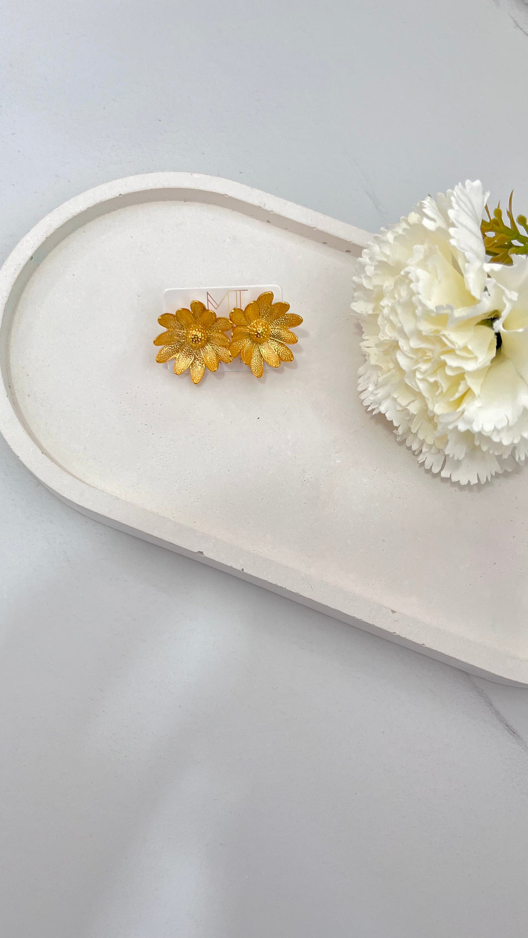 Pretty Flower Gold Plated Stud Earrings