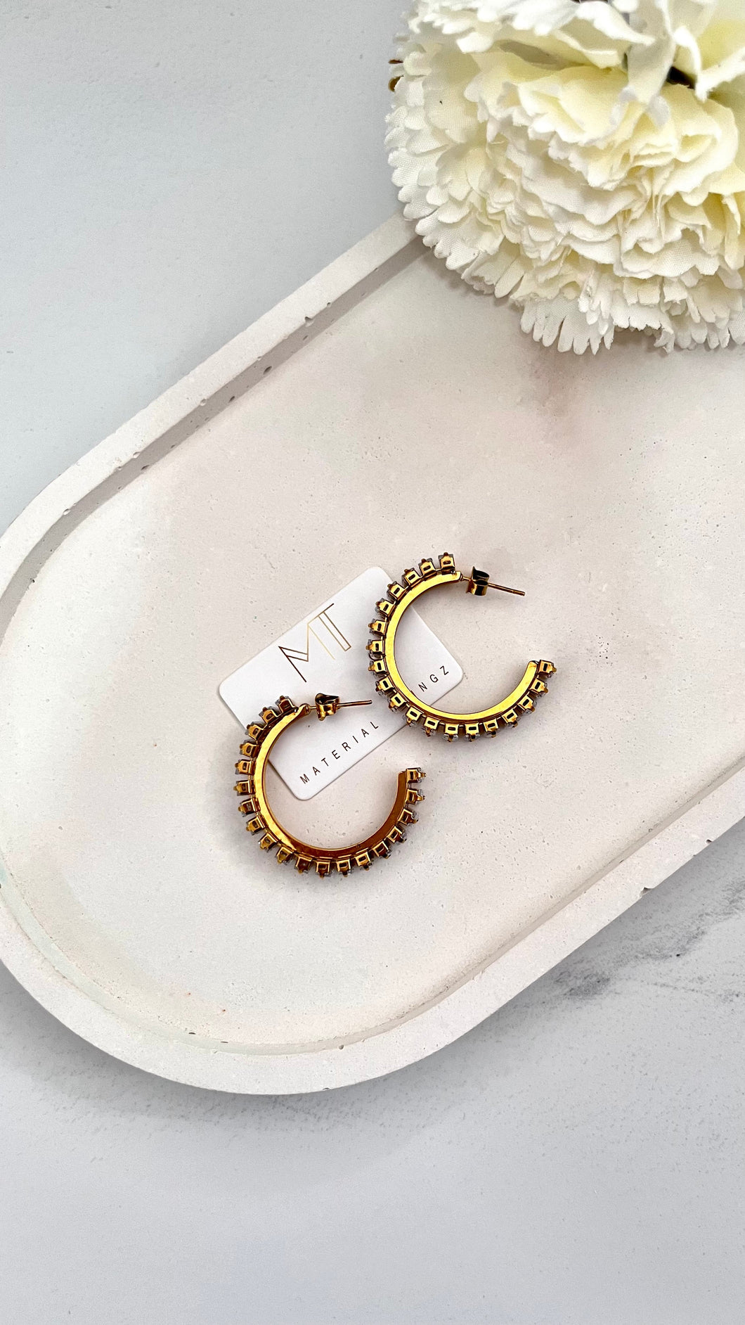 Glam Girl Zircon Gold Plated Hoop Earrings