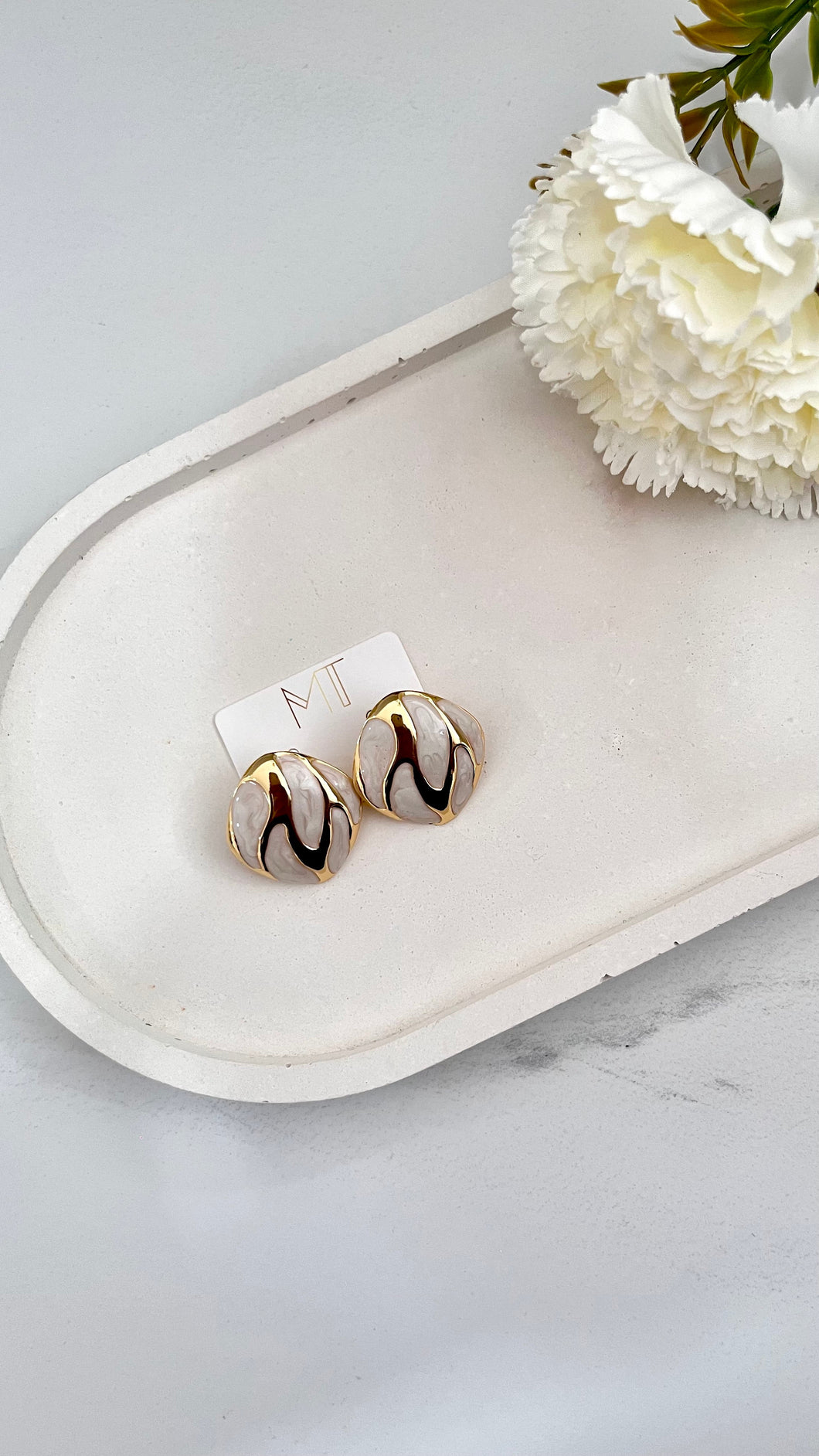 Marble & Gold Stainless Steel Earrings